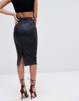 Thumbnail for your product : ASOS Pencil Skirt In Faux Leather With Mesh Panel Detail