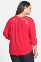 Thumbnail for your product : Lucky Brand Lace Yoke Scoop Neck Top (Plus Size)
