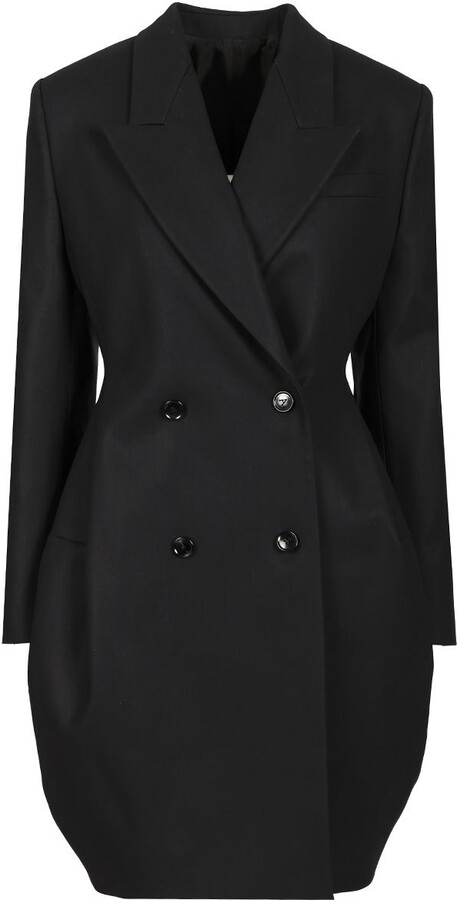 Double-Breasted Rounded Coat Coats Blue