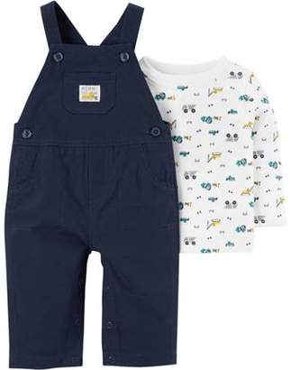 Carter's Child of Mine by Newborn Baby Boy Long Sleeve Shirt and Overall Set