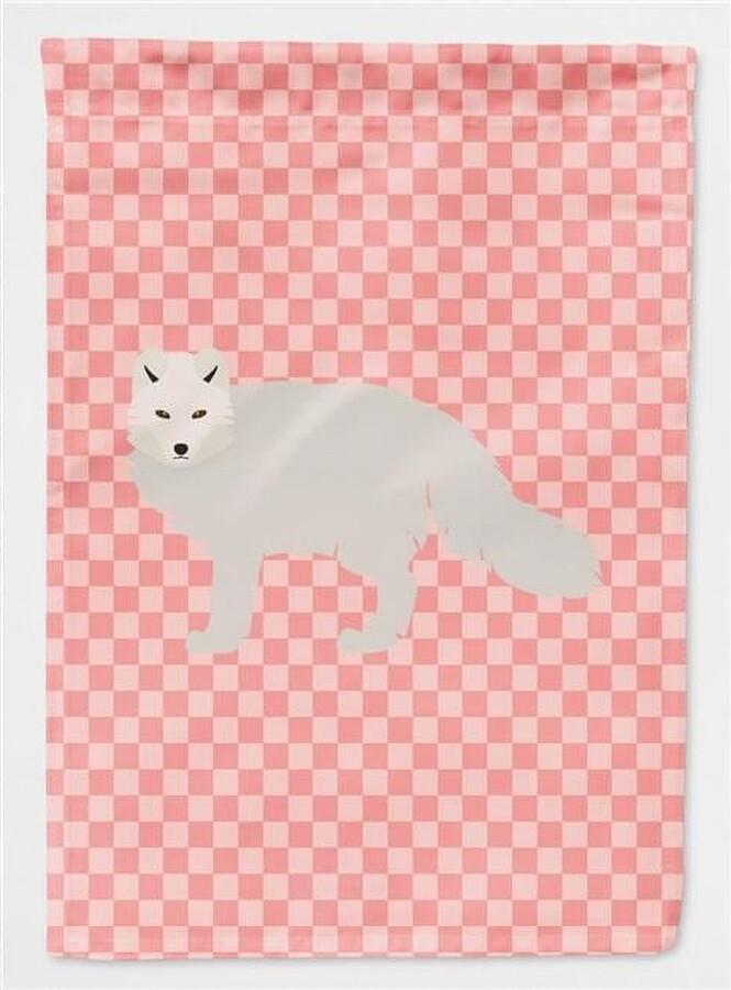 Caroline's Treasures BB7877GF White Arctic Fox Pink Check Flag Garden Size , Small, multicolor