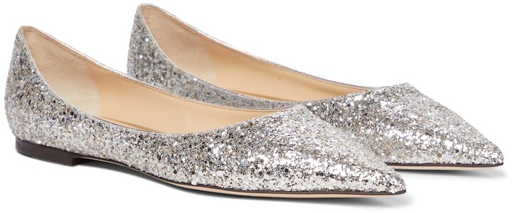 Dotelle Ann'S Serena Glitter Slate Gray Leather Flats Women's Shoes 