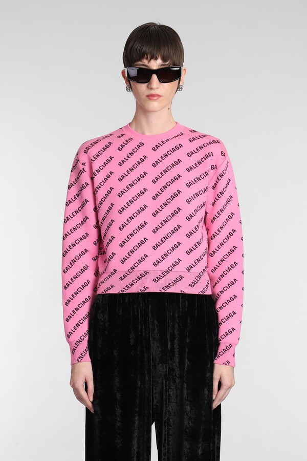 Balenciaga Knitwear In Rose-pink Cotton