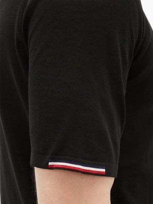 Moncler Tricolour-trim Cotton-jersey Polo Shirt - Black