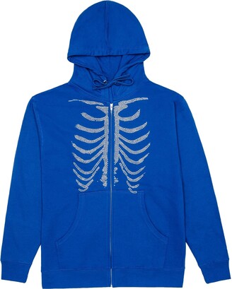 Oversized Zip Up Hoodie Sweatshirt for Women Y2k Gothic Skeleton Print Pullover Cardigan Jacket with Pocket 