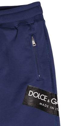 Dolce & Gabbana Logo Tag Print Cotton Sweatpants