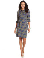 Thumbnail for your product : Charter Club Petite Dress, Three-Quarter-Sleeve Chain-Print Belted Shirtdress