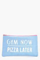 Thumbnail for your product : boohoo Gym Now Pizza Later Makeup Bag
