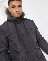 Thumbnail for your product : Soul Star parka jacket in charcoal