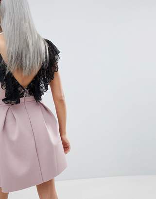 ASOS Petite Design Petite Scuba Mini Skater Dress With Lace