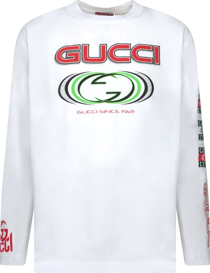 Gucci logo print faded-effect T-shirt - ShopStyle