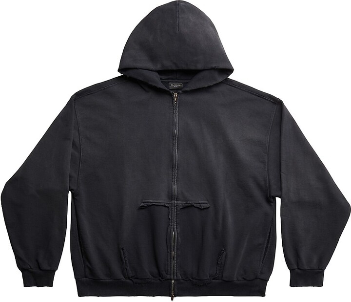 Balenciaga Tape Type Ripped Pocket Zip-up Hoodie - ShopStyle