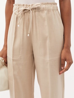 Altuzarra Catkin Buttoned Linen-blend Straight-leg Trousers - Beige