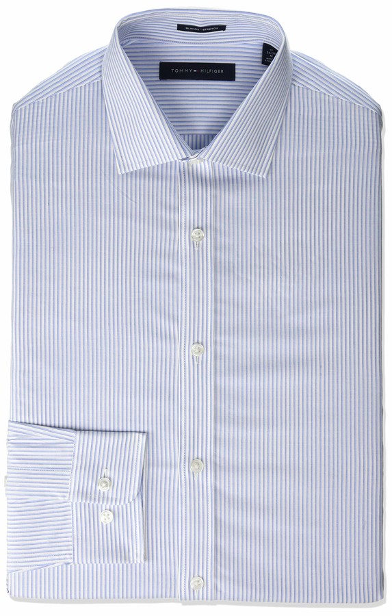 Tommy Hilfiger Men's Regular Fit Spread Collar Long Sleeve Dress Shirt