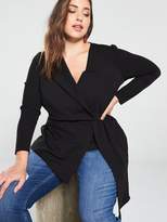 Thumbnail for your product : V By Very Curve Asymmetric Long Sleeve Top - Black