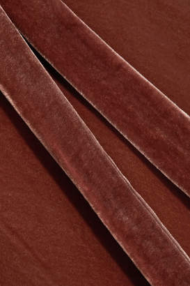 Frame Belted Velvet Midi Dress - Brown