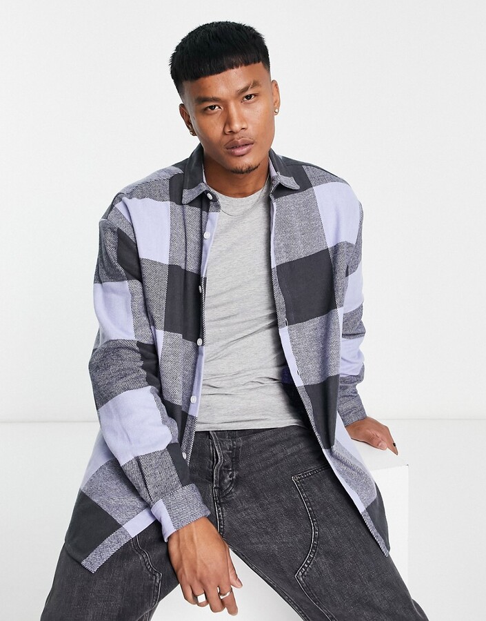 ASOS DESIGN 90s oversized brushed flannel buffalo plaid shirt in