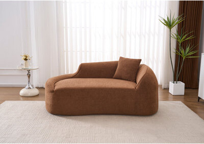 Wrought Studio Compression Curved Chaise Longue Chair Indoor, Modern Chenille Loveseat Couch with Deep Seat Sofa Bed with 1 Pillow, Sleeper Sofa Couch for Living Roo