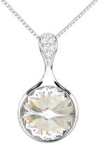 Thumbnail for your product : Swarovski EleQueen 925 Sterling Silver CZ Solitaire Round Pendant Necklace Adorned with Crystals