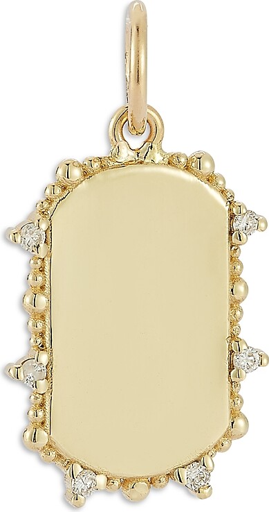 Bloomingdale's Fine Collection 14K Yellow Gold Tag Charm Pendant with Diamonds, 0.04 tcw
