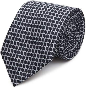 Reiss Belmont - Graphic Silk Tie in Navy/Lightblue