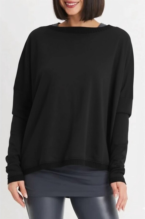 PLANET by Lauren G. Pima Cotton Off The Shoulder Top In Black