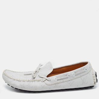 Louis Vuitton Leather Colorblock Pattern Boat Shoes - White