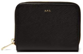A.P.C. Compact Zip Around Leather Wallet - Womens - Black