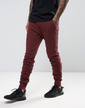 ASOS Skinny Stacked Joggers In Red