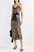 Thumbnail for your product : Anine Bing Alicia Lace-trimmed Zebra-print Silk-satin Camisole