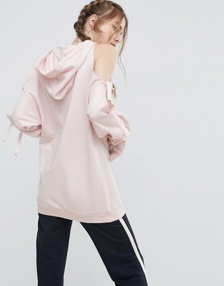 ASOS Hoodie With Knot Detail And Cold Shoulder