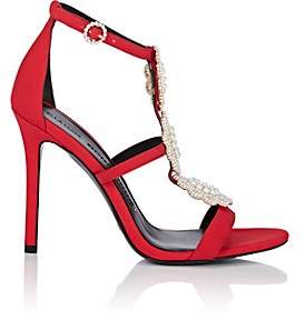 Stella Luna Women's Embellished Satin Sandals-Red