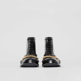 Burberry Link and Brogue Detail Leather Boots
