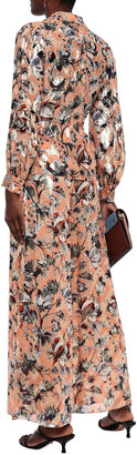 Diane von Furstenberg Birdie Metallic Floral-print Fil Coupe Silk-blend Wide-leg Pants