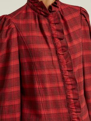 Etoile Isabel Marant Dules Ruffle Collar Cotton Shirt - Womens - Red