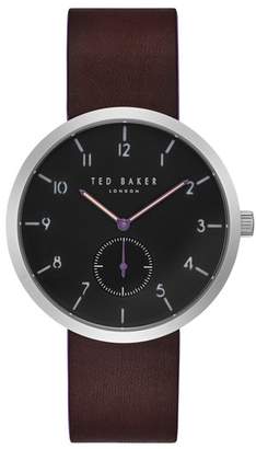 Ted Baker Josh Subeye Leather Strap Watch, 42mm