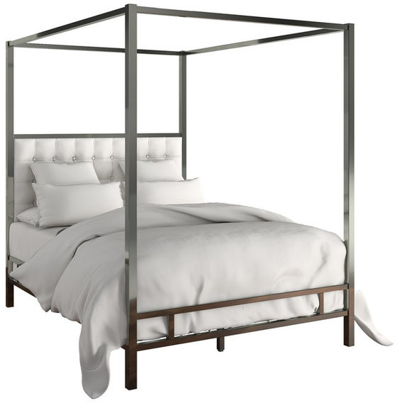 Inspire Q Safira Modern Metal Canopy, Off White Metal Bed Frame Queen