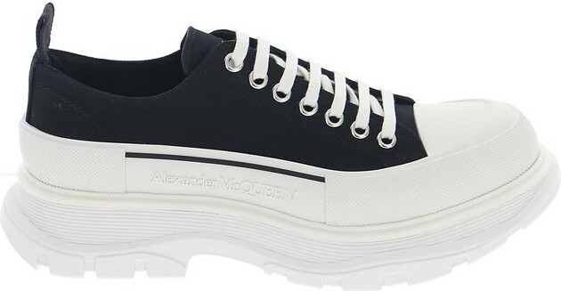 Men's Luxury Sneakers - Alexander McQueen Black and White Low Tread Slick  Sneakers