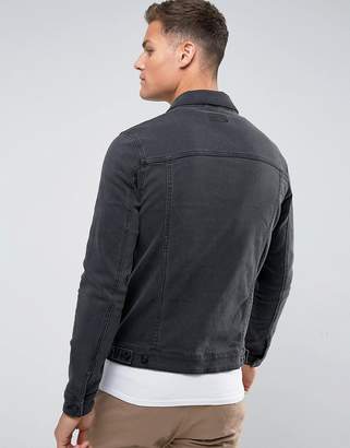 ASOS Design Skinny Denim Jacket In Washed Black