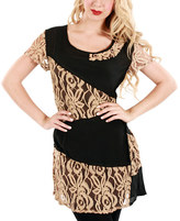 Thumbnail for your product : Lily Black & Beige Floral Lace Patchwork Tunic