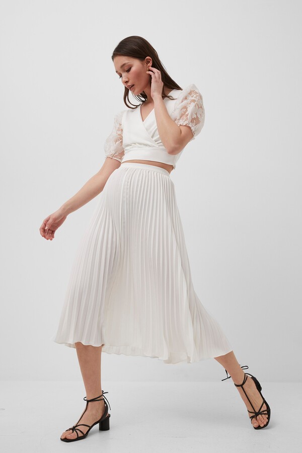 French Connection Crepe Light Pleated Midi Skirt ShopStyle