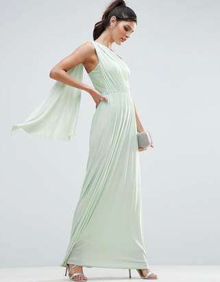 ASOS Lace Insert Sash One Shoulder Maxi Dress
