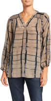 Thumbnail for your product : Tolani Jamie Printed V-Neck Long-Sleeve Silk Tunic