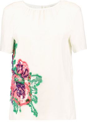 Pringle Fringed Embroidered Crepe Top