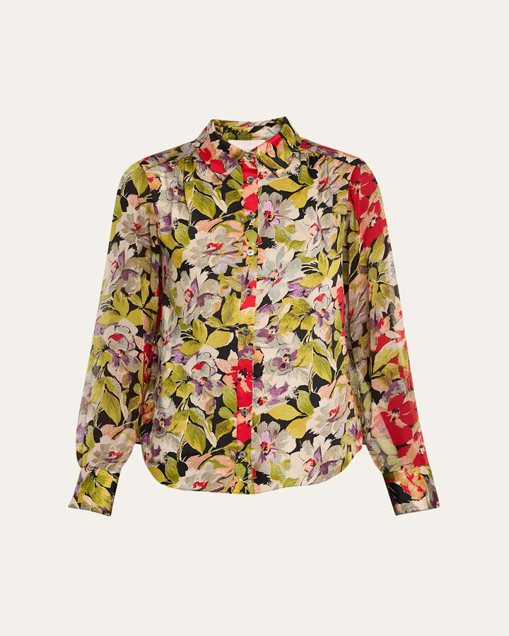 Cinq à Sept Dare Long-Sleeve Canyon Bloom Top