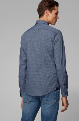 BOSS Micro-patterned slim-fit shirt in a cotton blend