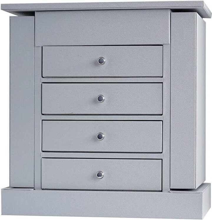 HIVES HONEY Layla Grey Jewelry Chest 12.5 in. H x 12 in. W x 7 in. D with 4-Drawers