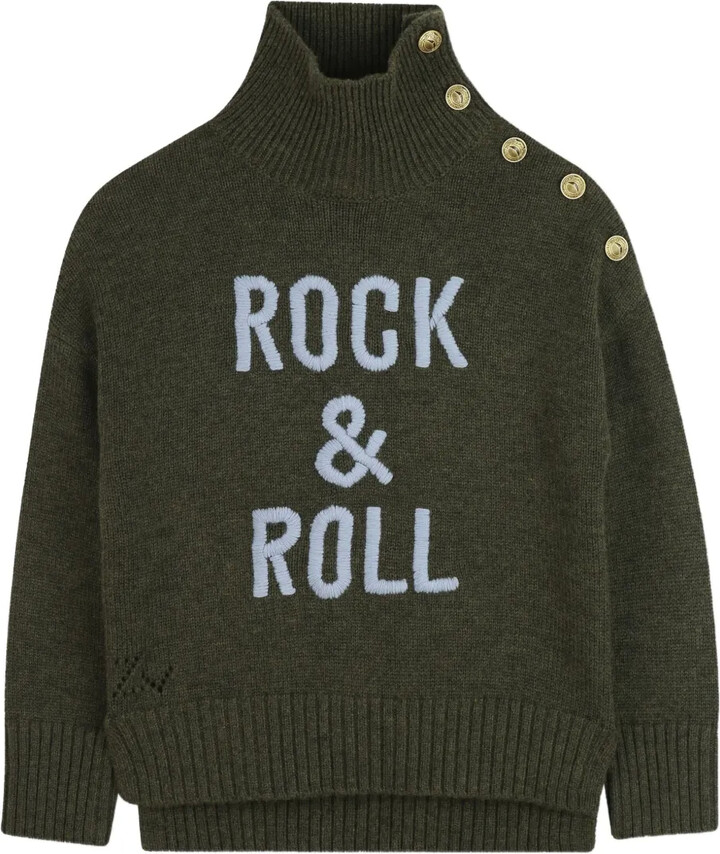 Zadig & Voltaire Kids Button-Detail High-Neck Sweater