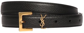 Saint Laurent 3cm Monogram Grained Leather Belt