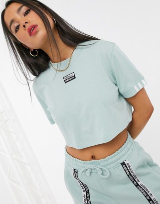 adidas RYV fitted cropped t-shirt in green tint
